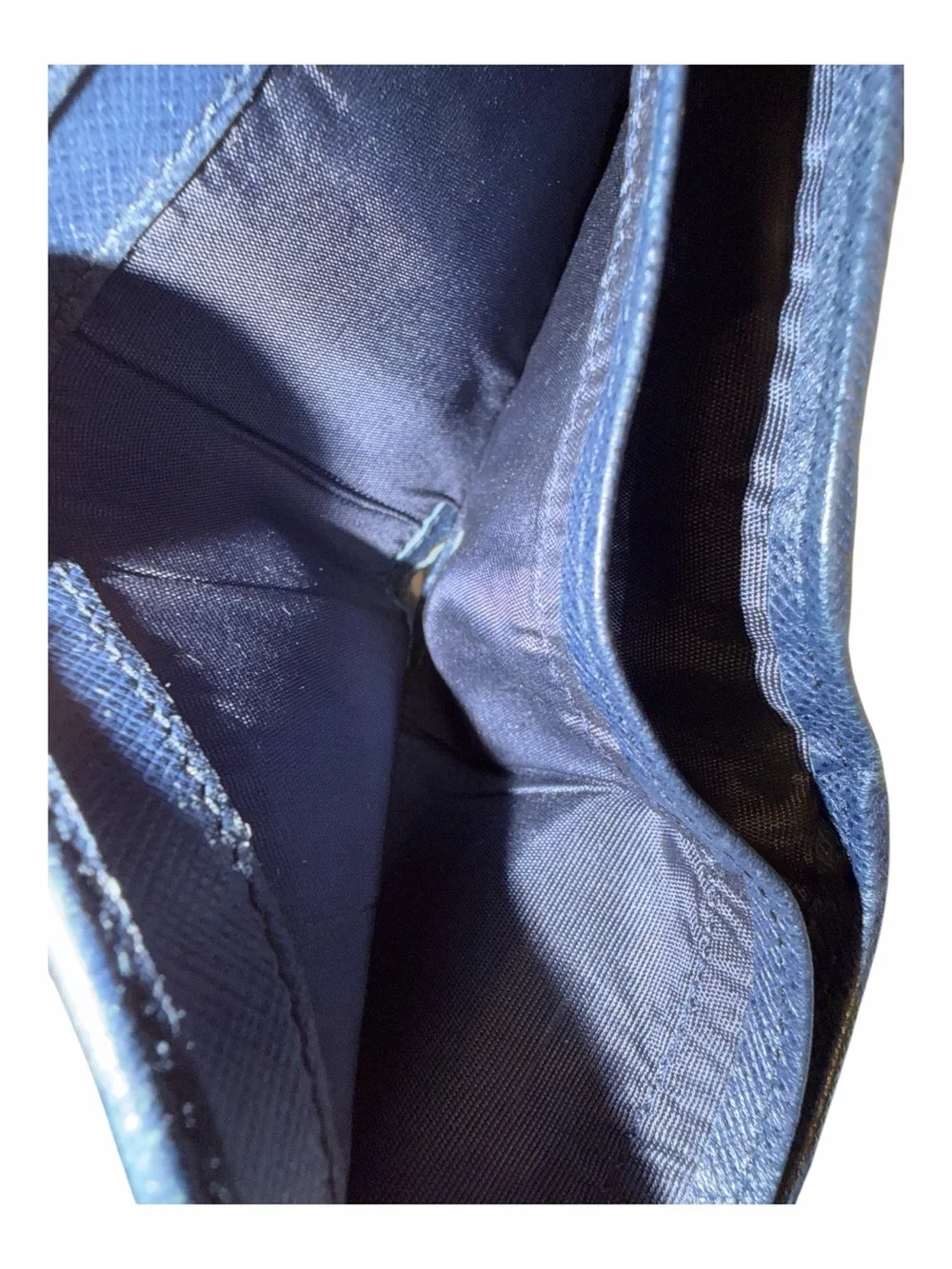 PRADA Baltic Blue Saffiano Leather Men's Bi-Fold Coin Pocket Wallet